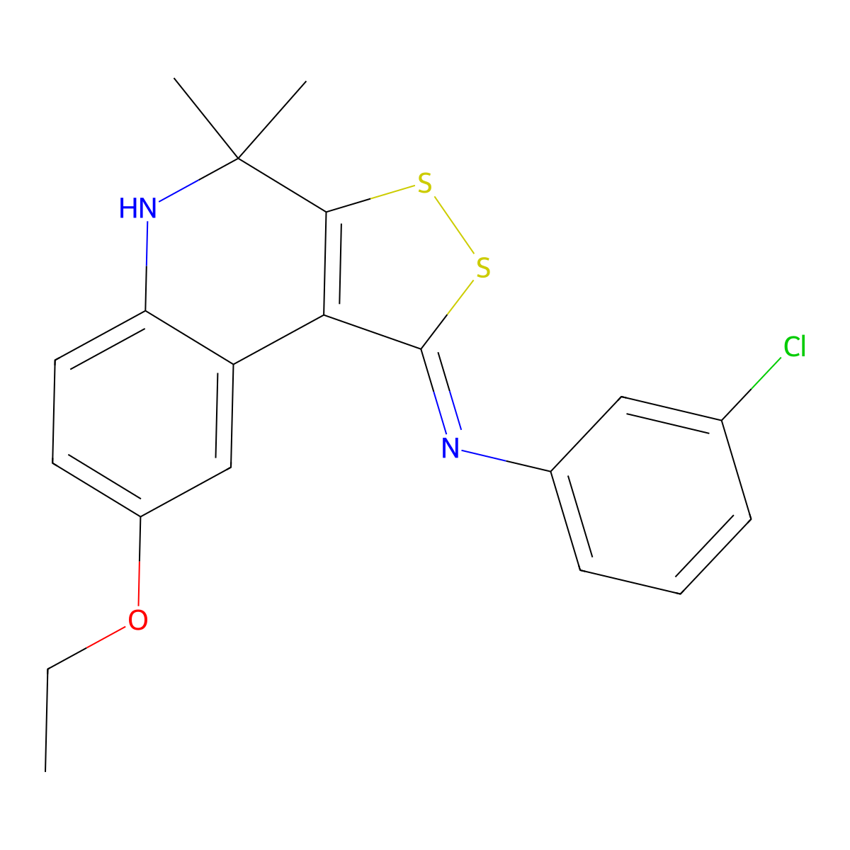 N-(3-chlorophenyl)-8-ethoxy-4,4-dimethyl-5H-dithiolo[3,4-c]quinolin-1-imine molecular structure, CAS 331661-23-5