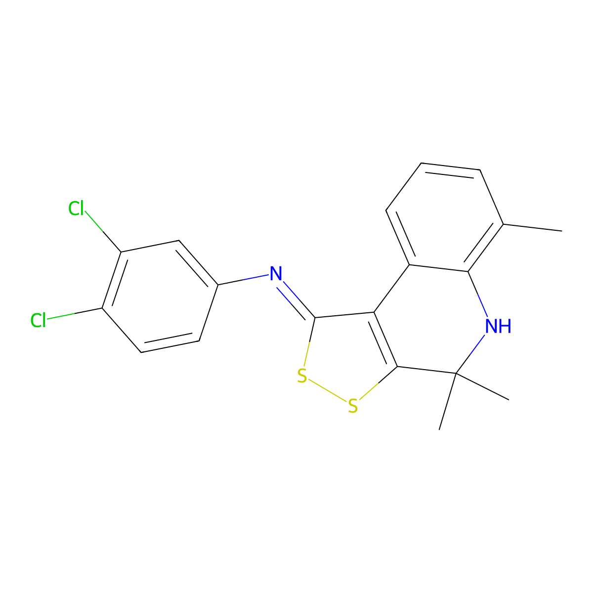 3,4-dichloro-N-[(1Z)-4,4,6-trimethyl-4,5-dihydro-1H-[1,2]dithiolo[3,4-c]quinolin-1-ylidene]aniline molecular structure, CAS 331661-24-6