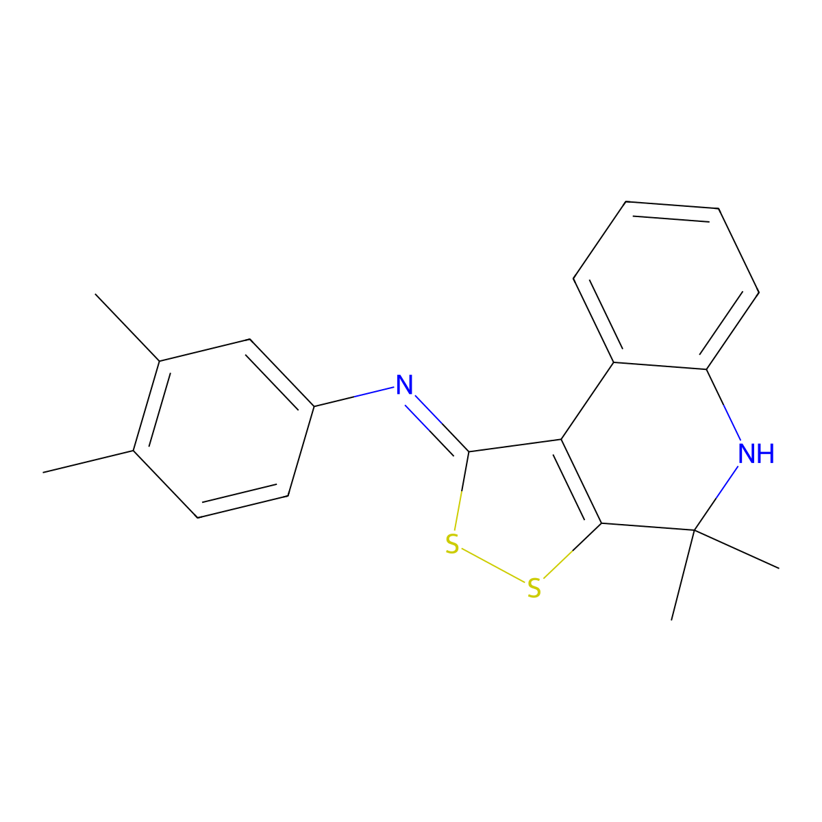 N-(3,4-dimethylphenyl)-4,4-dimethyl-5H-dithiolo[3,4-c]quinolin-1-imine molecular structure, CAS 331661-25-7
