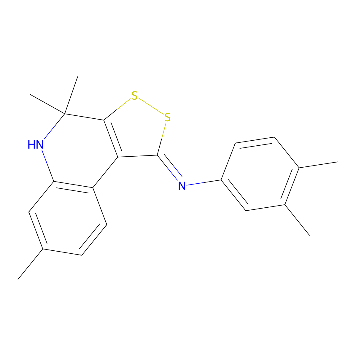 3,4-dimethyl-N-[(1Z)-4,4,7-trimethyl-4,5-dihydro-1H-[1,2]dithiolo[3,4-c]quinolin-1-ylidene]aniline molecular structure, CAS 331661-26-8