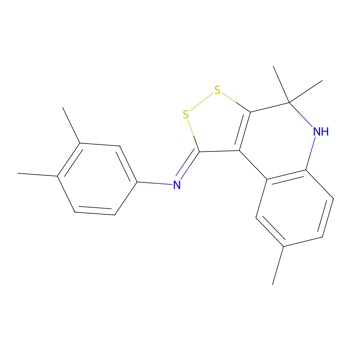 N-(3,4-dimethylphenyl)-4,4,8-trimethyl-5H-dithiolo[3,4-c]quinolin-1-imine molecular structure, CAS 331661-27-9