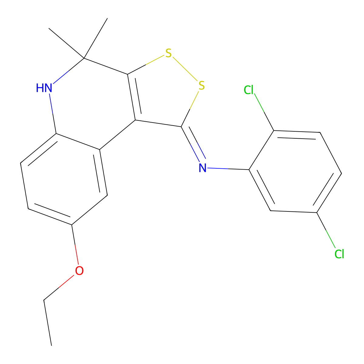 N-(2,5-dichlorophenyl)-8-ethoxy-4,4-dimethyl-5H-dithiolo[3,4-c]quinolin-1-imine molecular structure, CAS 331661-32-6
