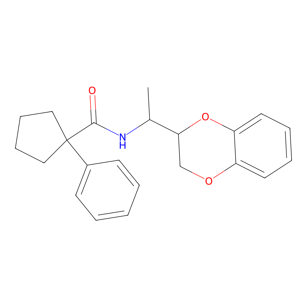 N-[1-(2,3-dihydro-1,4-benzodioxin-3-yl)ethyl]-1-phenylcyclopentane-1-carboxamide molecular structure, CAS 331661-45-1