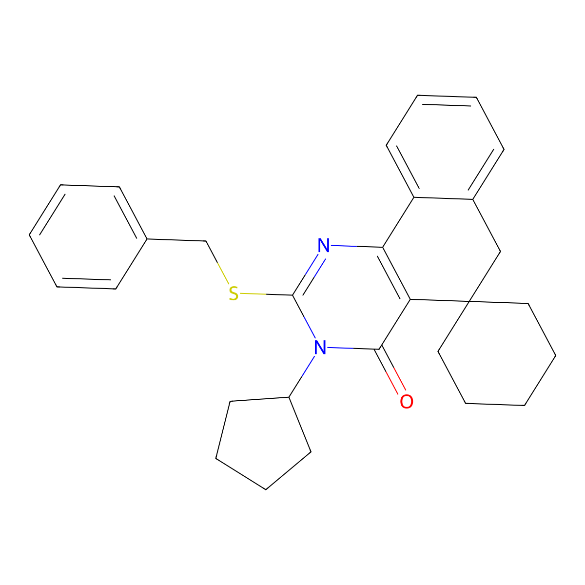 2-benzylsulfanyl-3-cyclopentylspiro[6H-benzo[h]quinazoline-5,1'-cyclohexane]-4-one molecular structure, CAS 331665-69-1