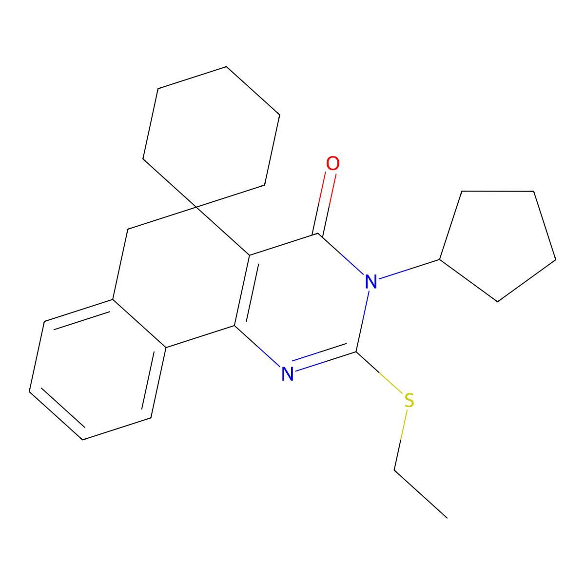 3-cyclopentyl-2-ethylsulfanylspiro[6H-benzo[h]quinazoline-5,1'-cyclohexane]-4-one molecular structure, CAS 331665-70-4
