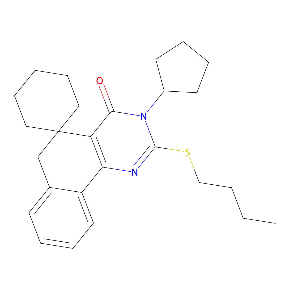 2-butylsulfanyl-3-cyclopentylspiro[6H-benzo[h]quinazoline-5,1'-cyclohexane]-4-one molecular structure, CAS 331665-72-6