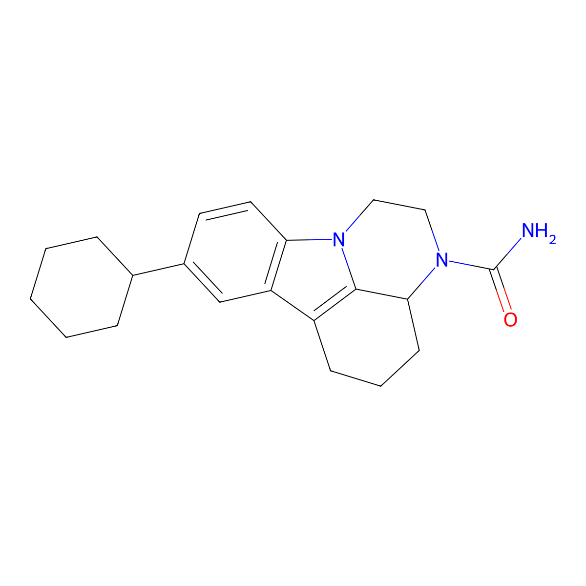 8-cyclohexyl-1,2,3a,4,5,6-hexahydro-3H-pyrazino[3,2,1-jk]carbazole-3-carboxamide molecular structure, CAS 331666-16-1