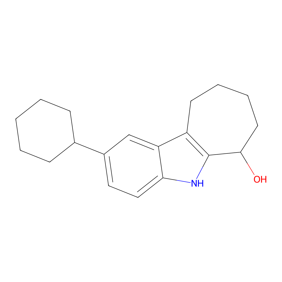 2-Cyclohexyl-5,6,7,8,9,10-hexahydrocyclohepta[b]indol-6-ol molecular structure, CAS 331666-23-0