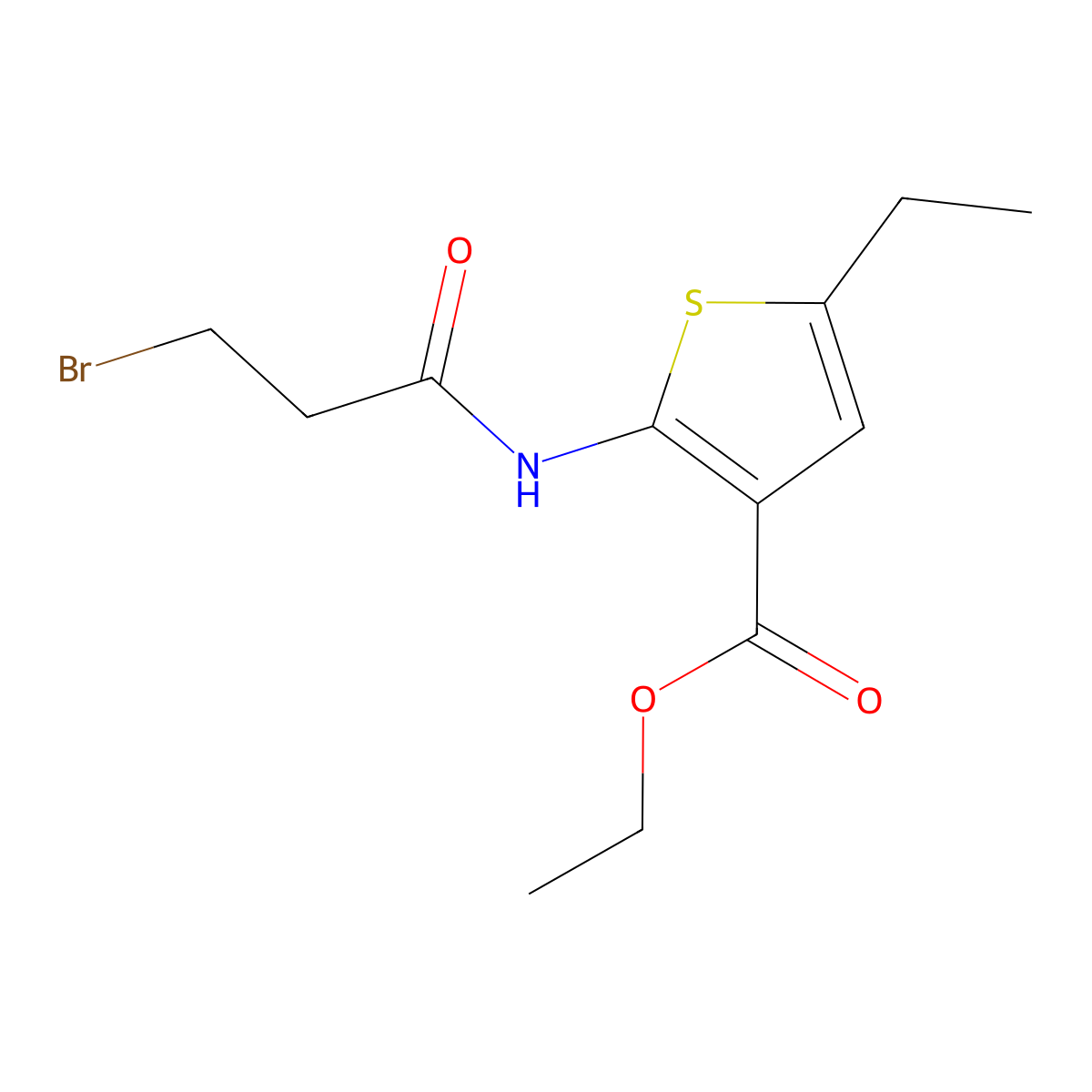 Ethyl 2-[(3-bromopropanoyl)amino]-5-ethylthiophene-3-carboxylate molecular structure, CAS 331666-25-2