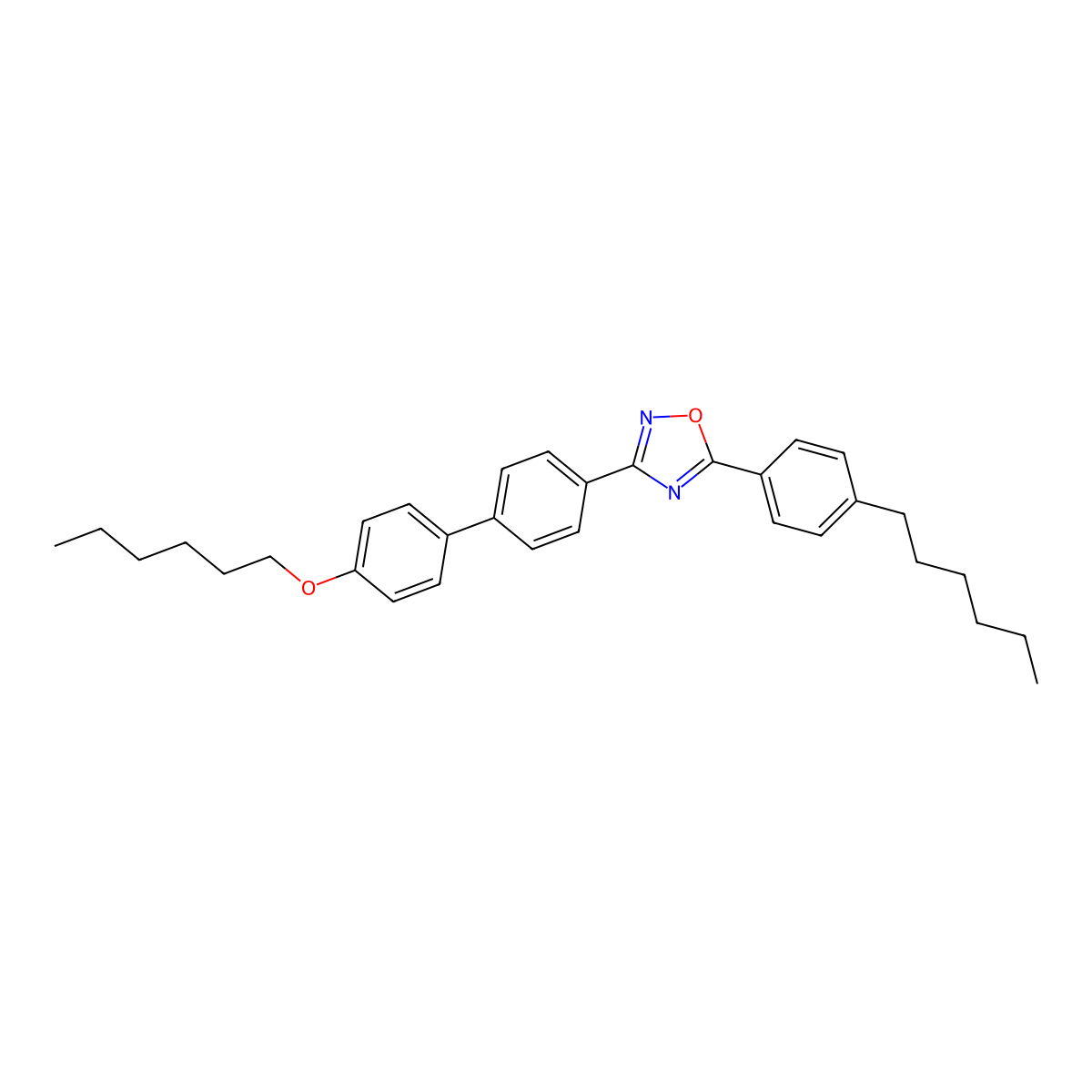 3-[4'-(Hexyloxy)[1,1'-biphenyl]-4-yl]-5-(4-hexylphenyl)-1,2,4-oxadiazole molecular structure, CAS 331666-35-4