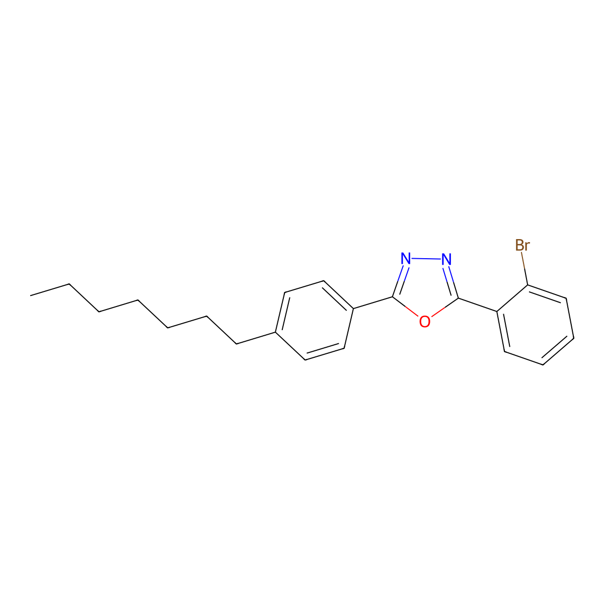 2-(2-Bromophenyl)-5-(4-heptylphenyl)-1,3,4-oxadiazole molecular structure, CAS 331666-52-5