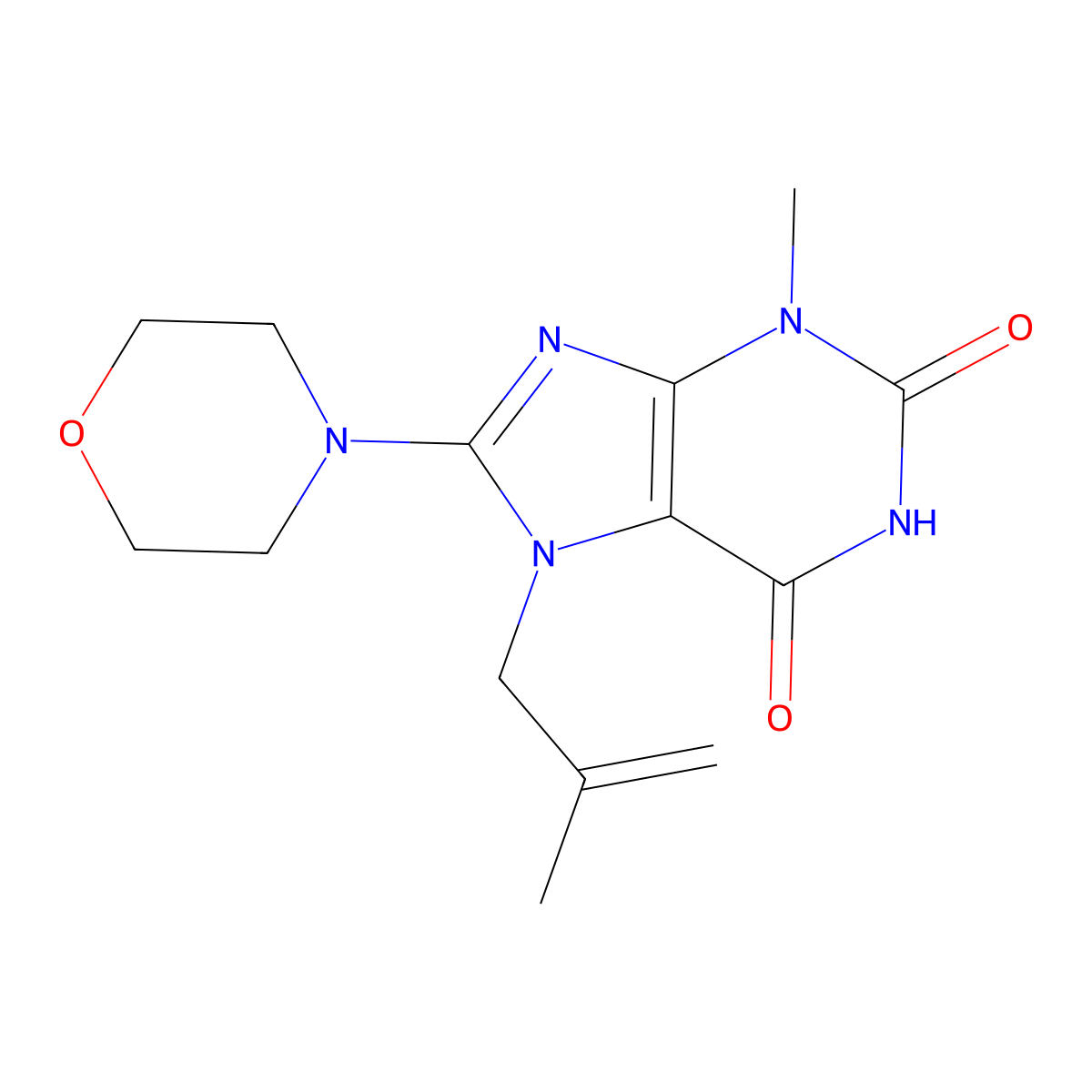 3-methyl-7-(2-methylallyl)-8-morpholino-1H-purine-2,6(3H,7H)-dione molecular structure, CAS 331666-68-3