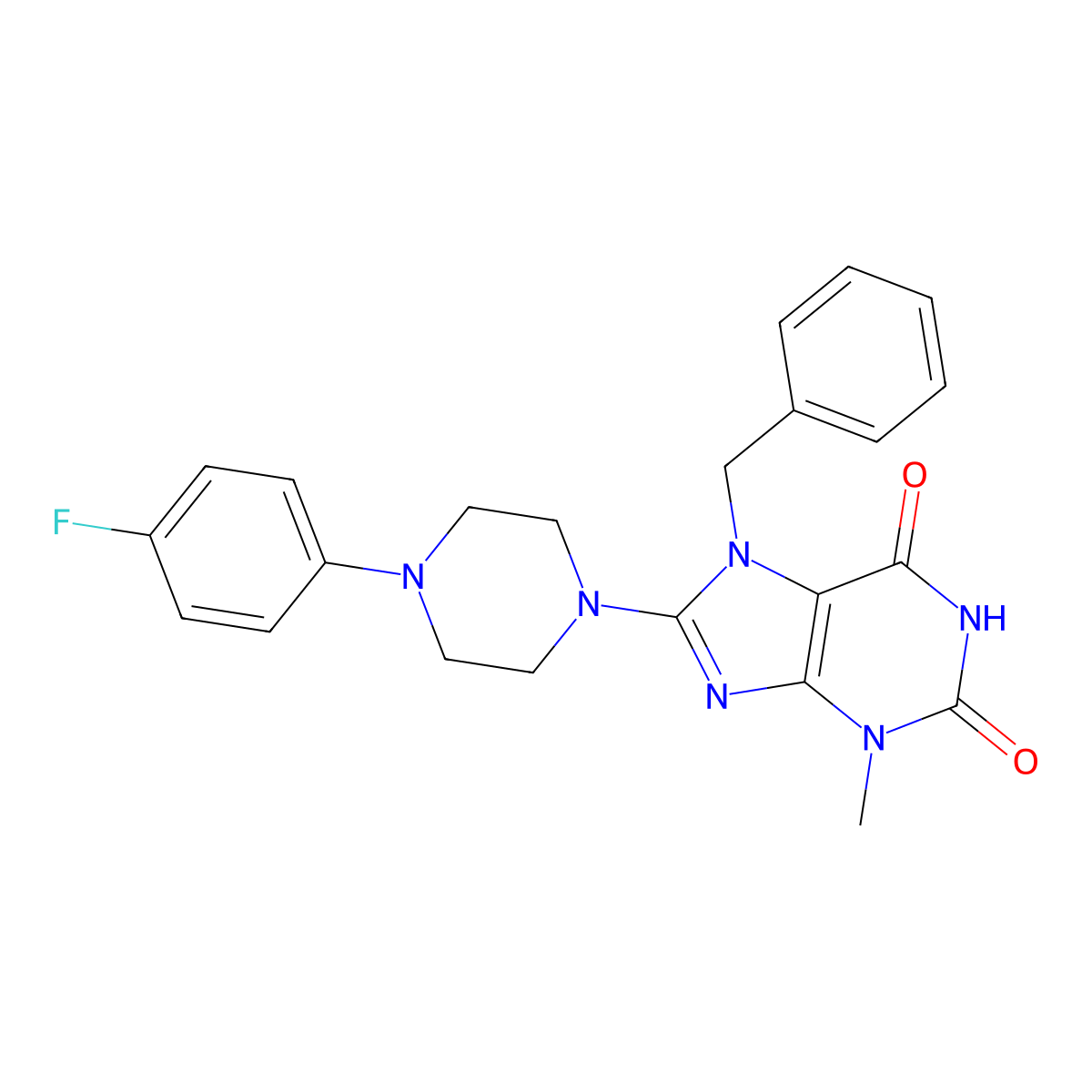 7-Benzyl-8-[4-(4-fluorophenyl)piperazin-1-yl]-3-methylpurine-2,6-dione molecular structure, CAS 331666-80-9