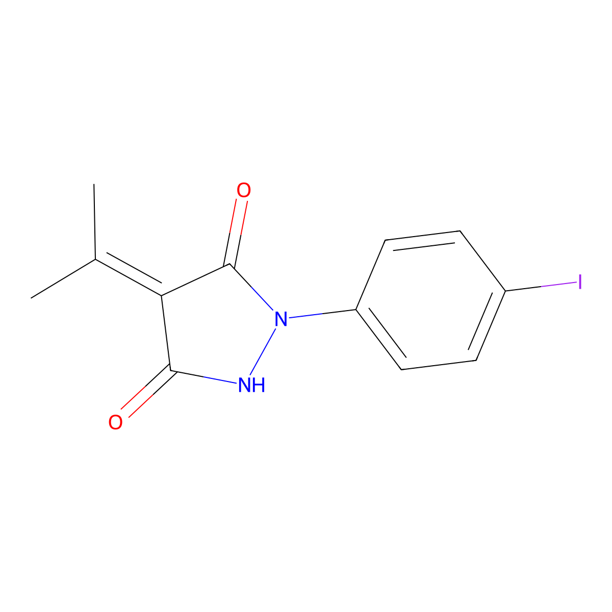 1-(4-Iodophenyl)-4-(1-methylethylidene)pyrazolidine-3,5-dione molecular structure, CAS 331667-52-8