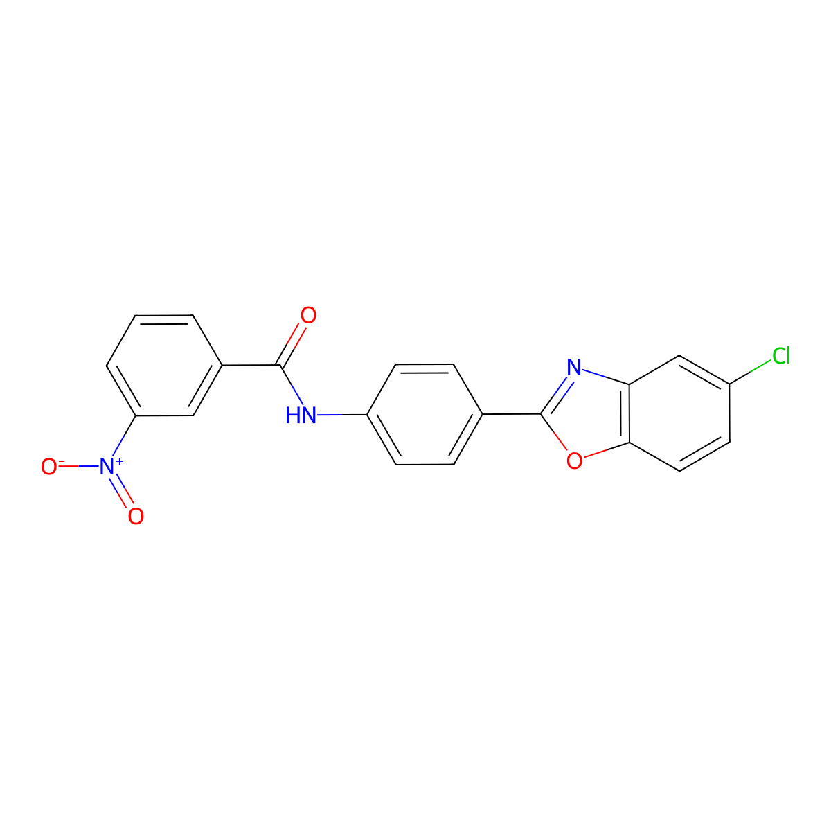 N-(4-(5-Chlorobenzo[d]oxazol-2-yl)phenyl)-3-nitrobenzamide molecular structure, CAS 331668-02-1