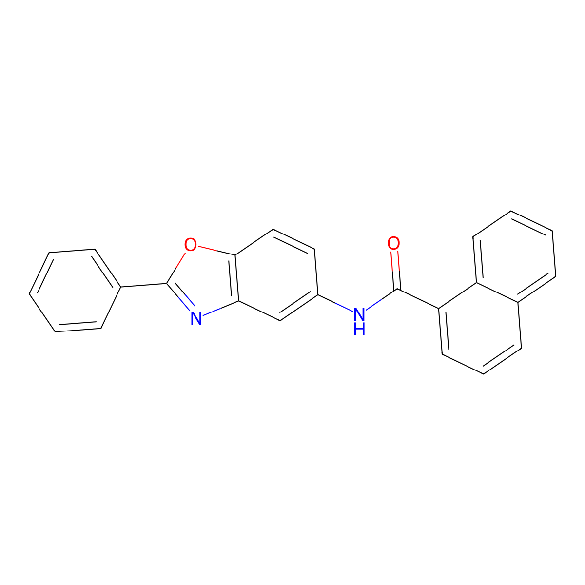 N-(2-phenyl-1,3-benzoxazol-5-yl)naphthalene-1-carboxamide molecular structure, CAS 331668-13-4