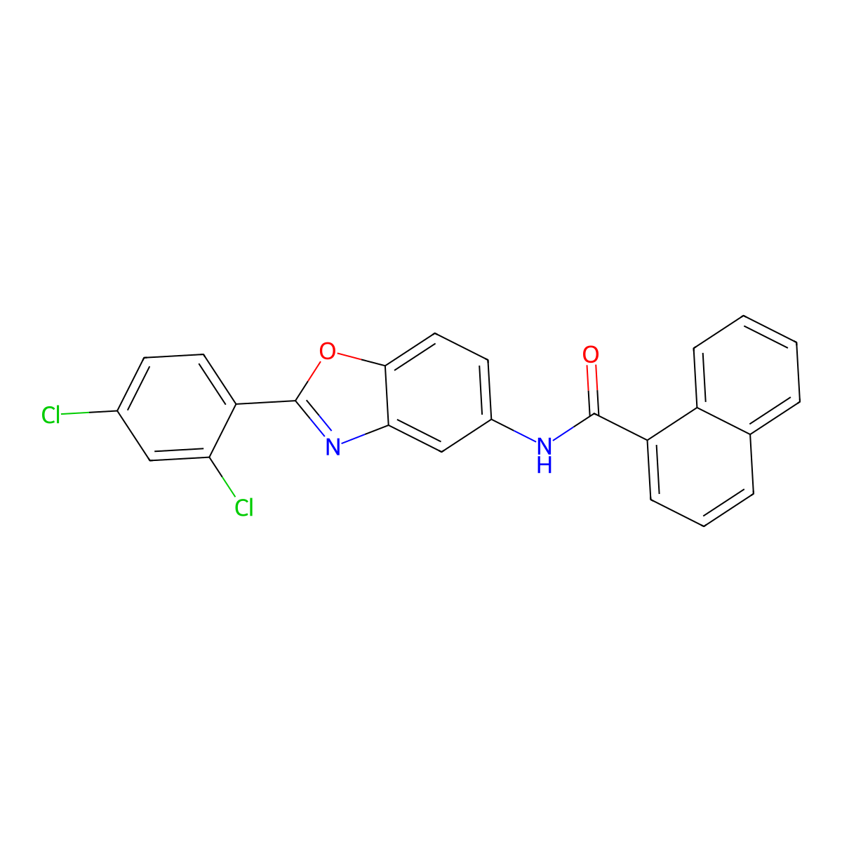 N-[2-(2,4-dichlorophenyl)-1,3-benzoxazol-5-yl]naphthalene-1-carboxamide molecular structure, CAS 331668-14-5