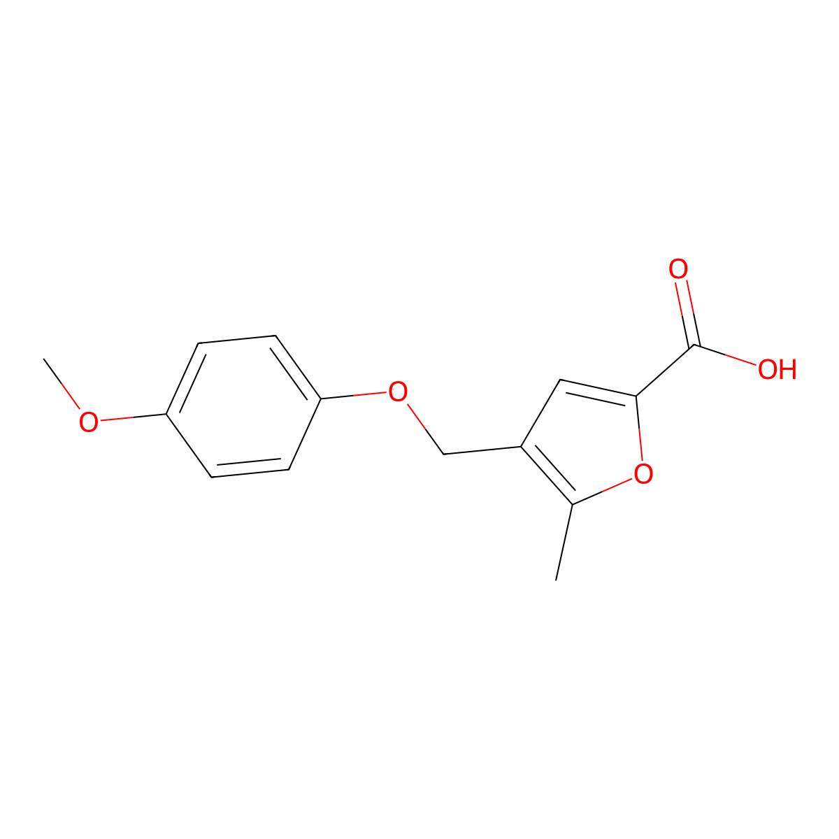 4-[(4-Methoxyphenoxy)methyl]-5-methylfuran-2-carboxylic acid molecular structure, CAS 331670-03-2
