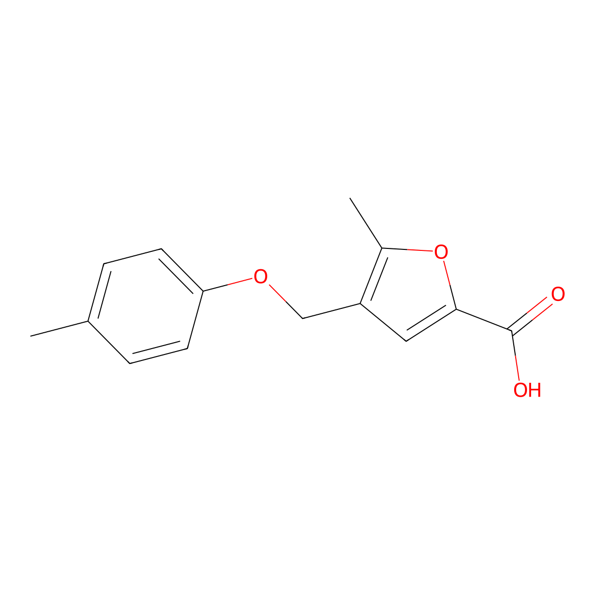 5-Methyl-4-[(4-methylphenoxy)methyl]-2-furoic acid molecular structure, CAS 331670-05-4