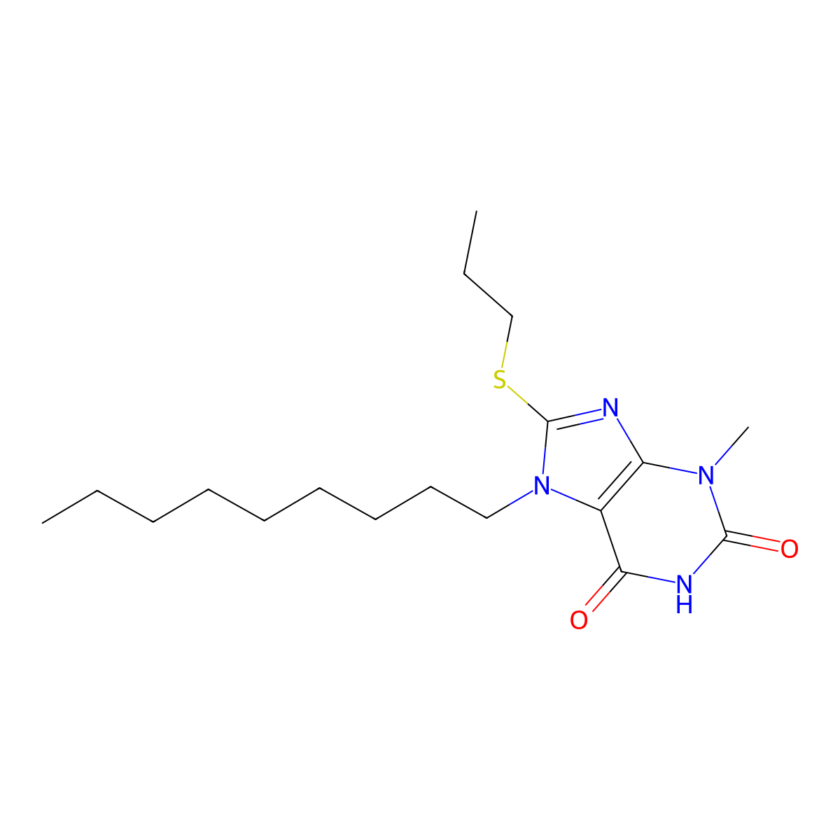 3-Methyl-7-nonyl-8-propylsulfanylpurine-2,6-dione molecular structure, CAS 331671-92-2