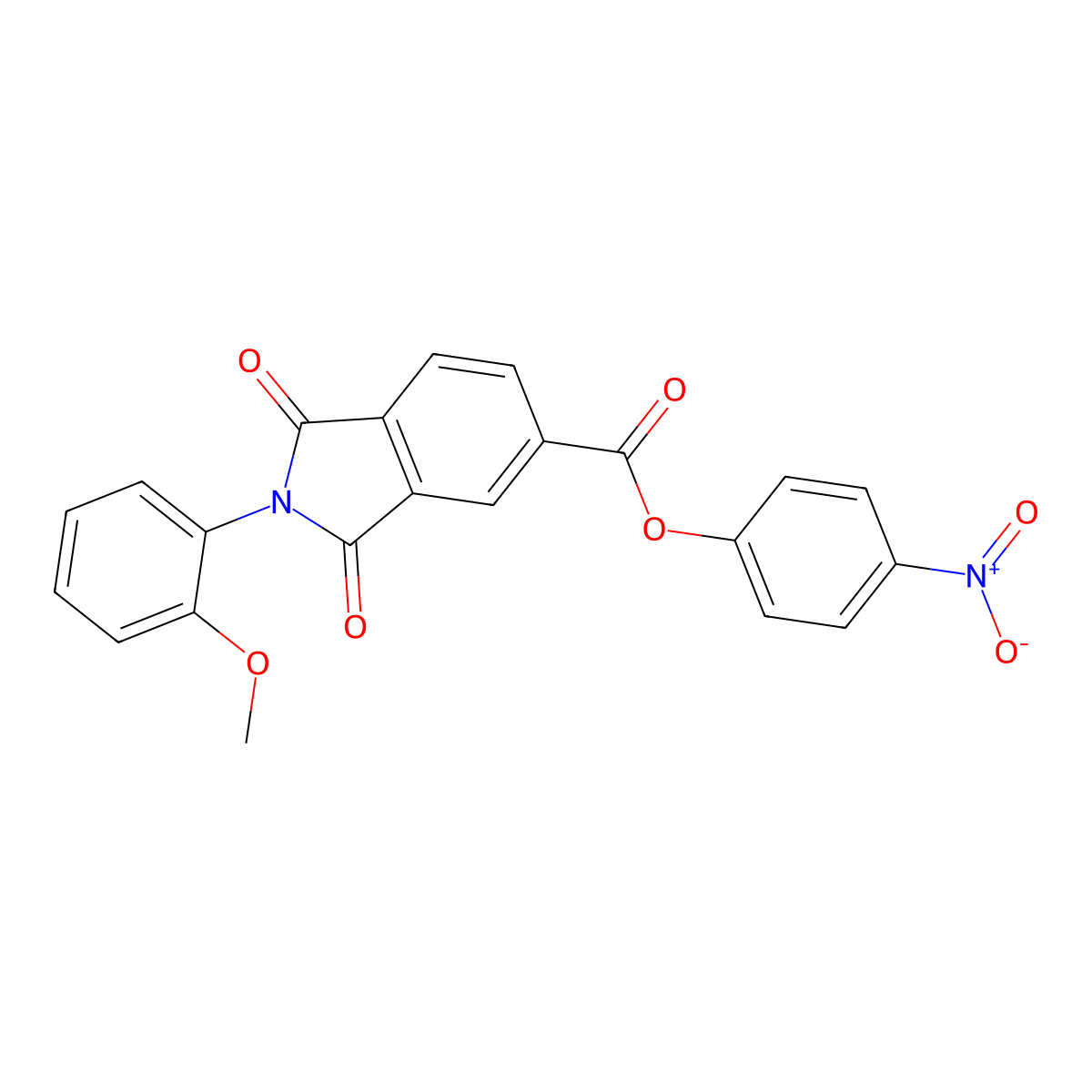 4-Nitrophenyl 2-(2-methoxyphenyl)-1,3-dioxo-5-isoindolinecarboxylate molecular structure, CAS 331672-43-6