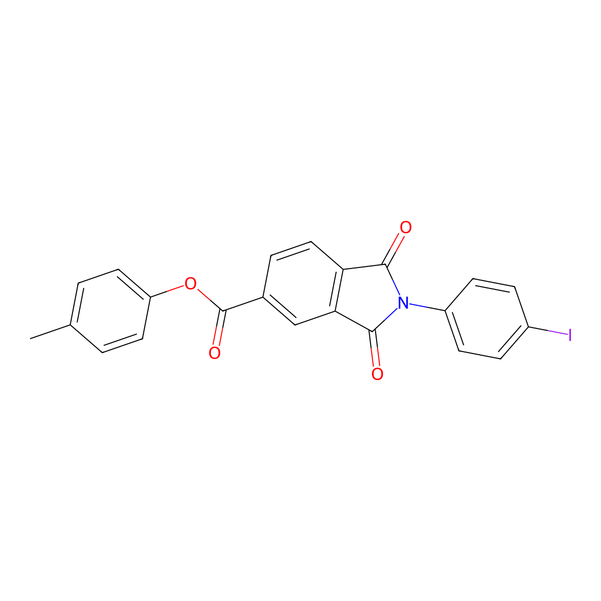 4-Methylphenyl 2-(4-iodophenyl)-1,3-dioxo-5-isoindolinecarboxylate molecular structure, CAS 331672-53-8