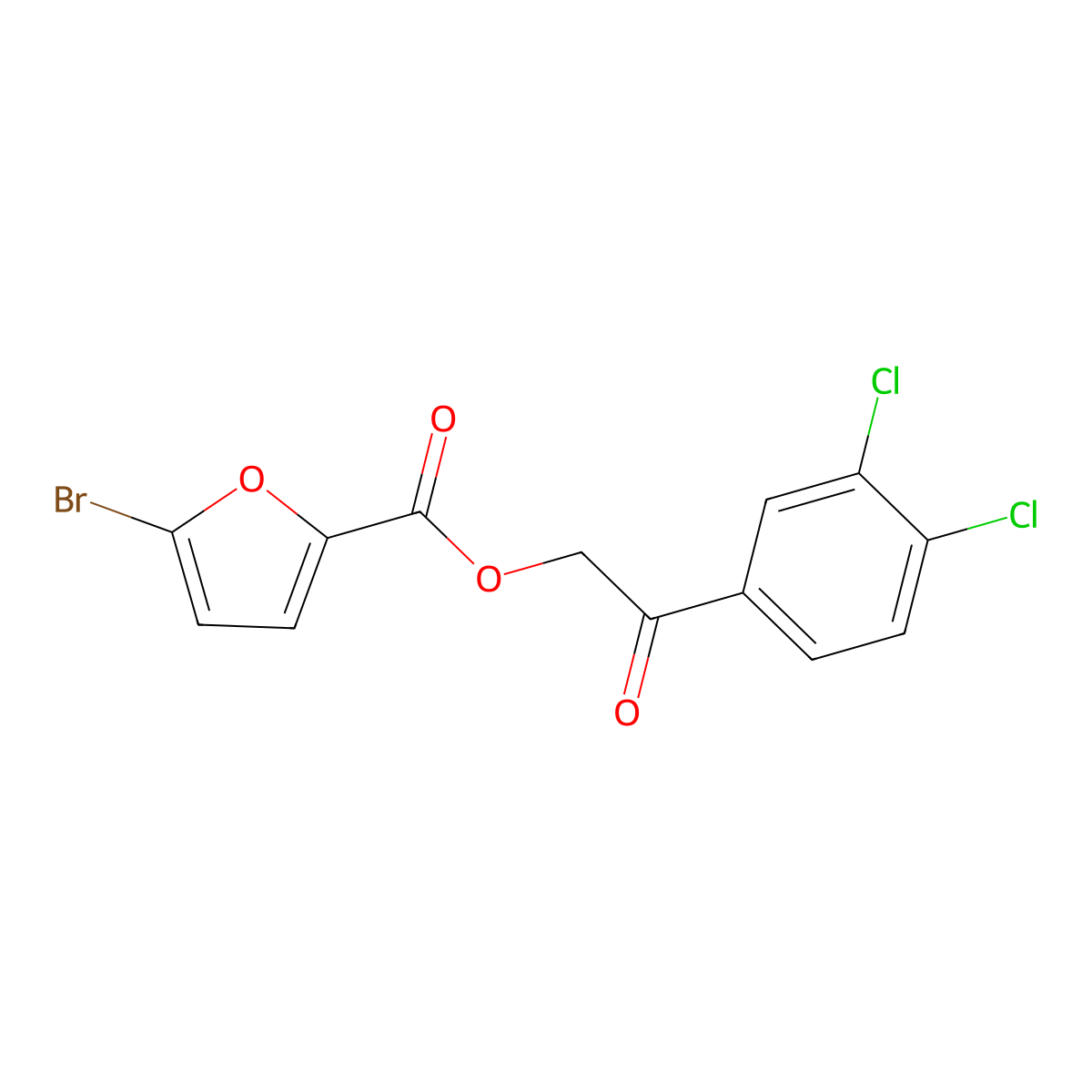 2-(3,4-Dichlorophenyl)-2-oxoethyl 5-bromo-2-furoate molecular structure, CAS 331672-72-1