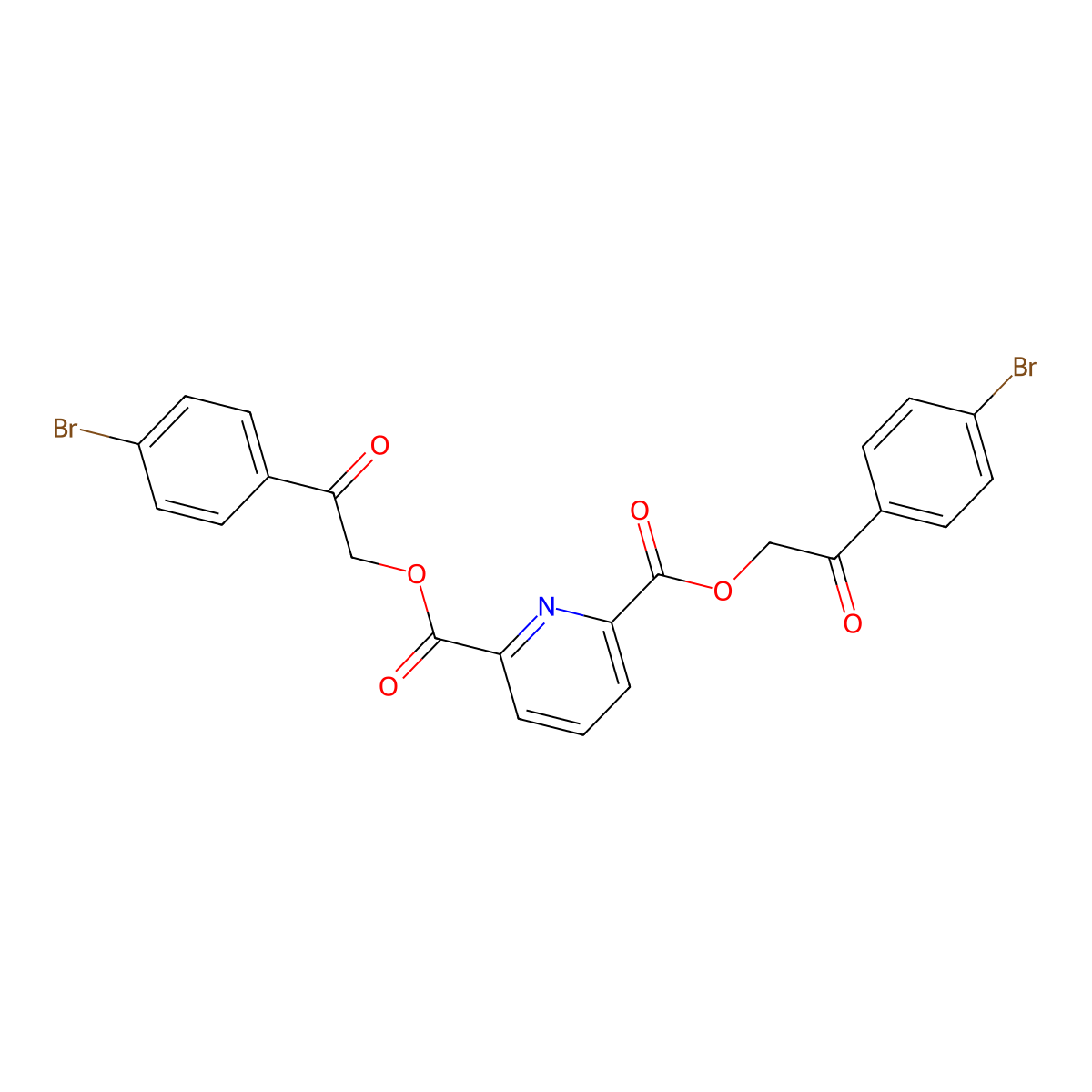Bis[2-(4-bromophenyl)-2-oxoethyl] pyridine-2,6-dicarboxylate molecular structure, CAS 331672-80-1