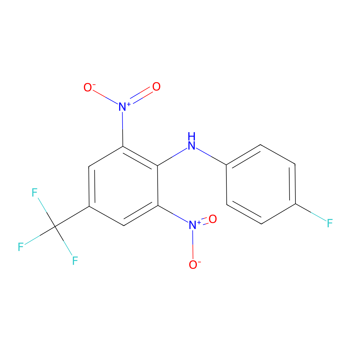 N-(4-fluorophenyl)-2,6-dinitro-4-(trifluoromethyl)aniline molecular structure, CAS 331673-49-5