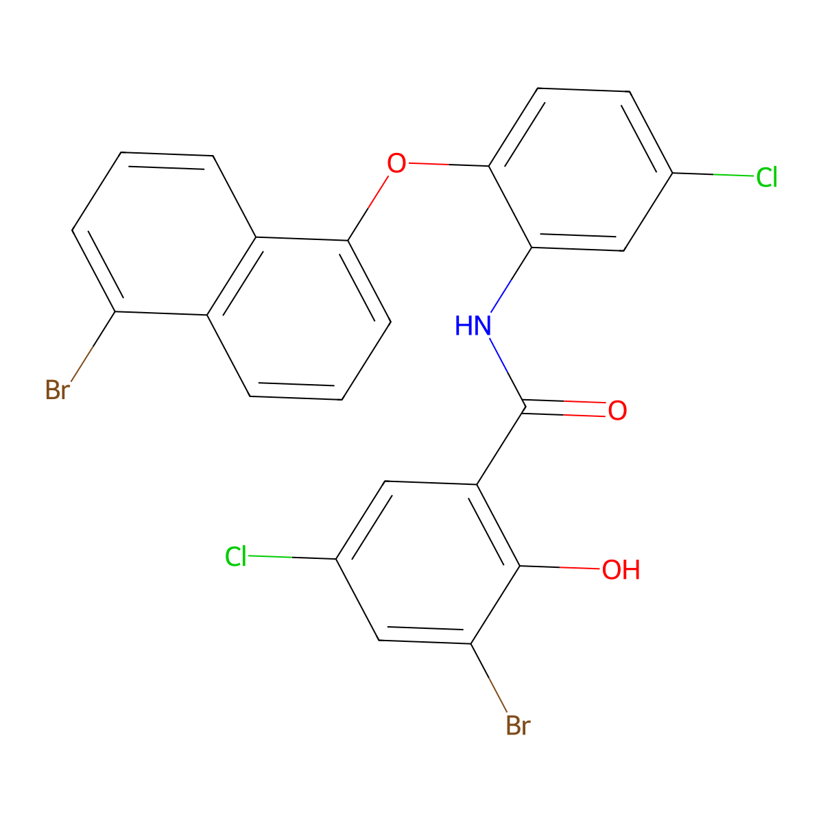 3-bromo-N-[2-(5-bromonaphthalen-1-yl)oxy-5-chlorophenyl]-5-chloro-2-hydroxybenzamide molecular structure, CAS 331674-41-0