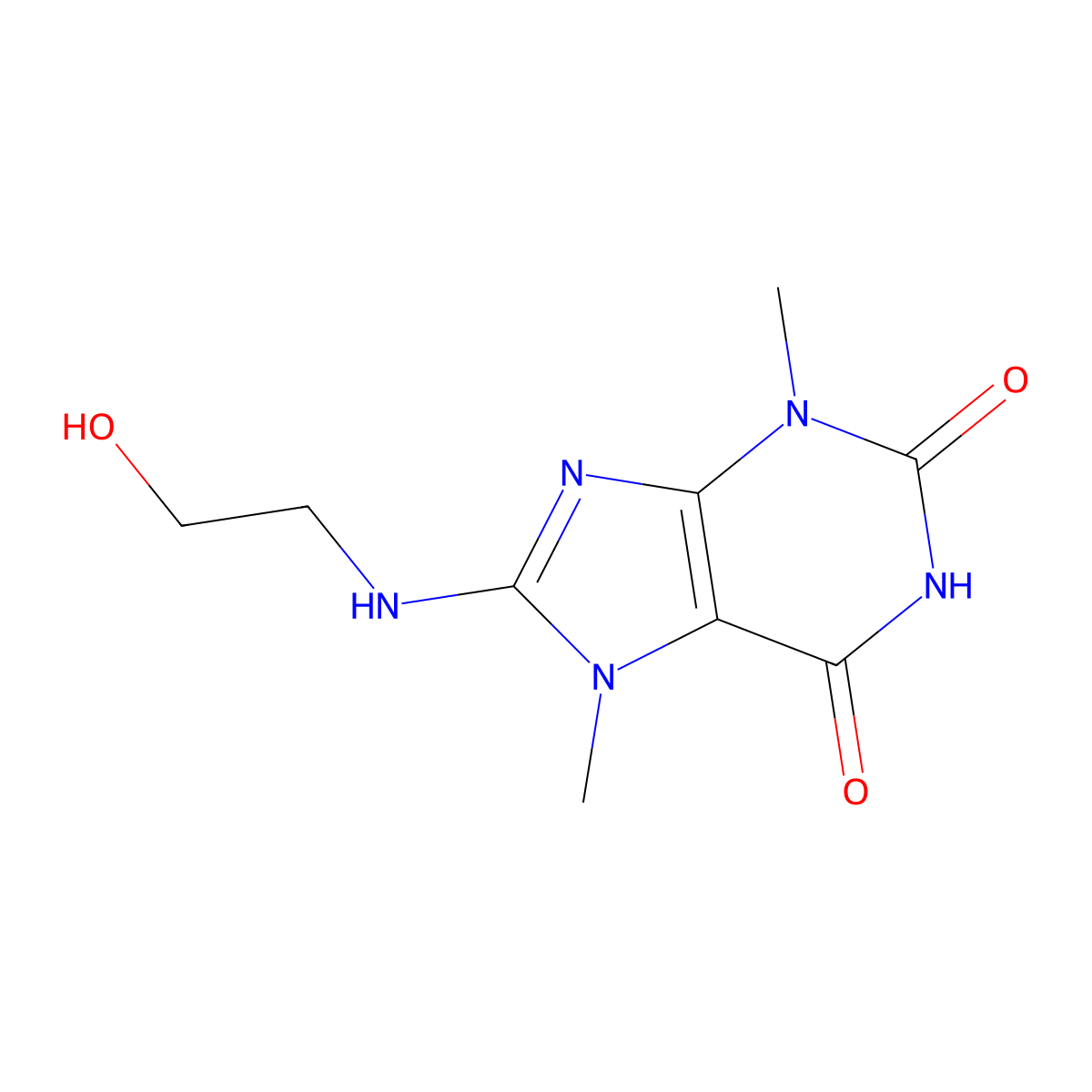 8-((2-Hydroxyethyl)amino)-3,7-dimethyl-3,7-dihydro-1H-purine-2,6-dione molecular structure, CAS 331675-08-2
