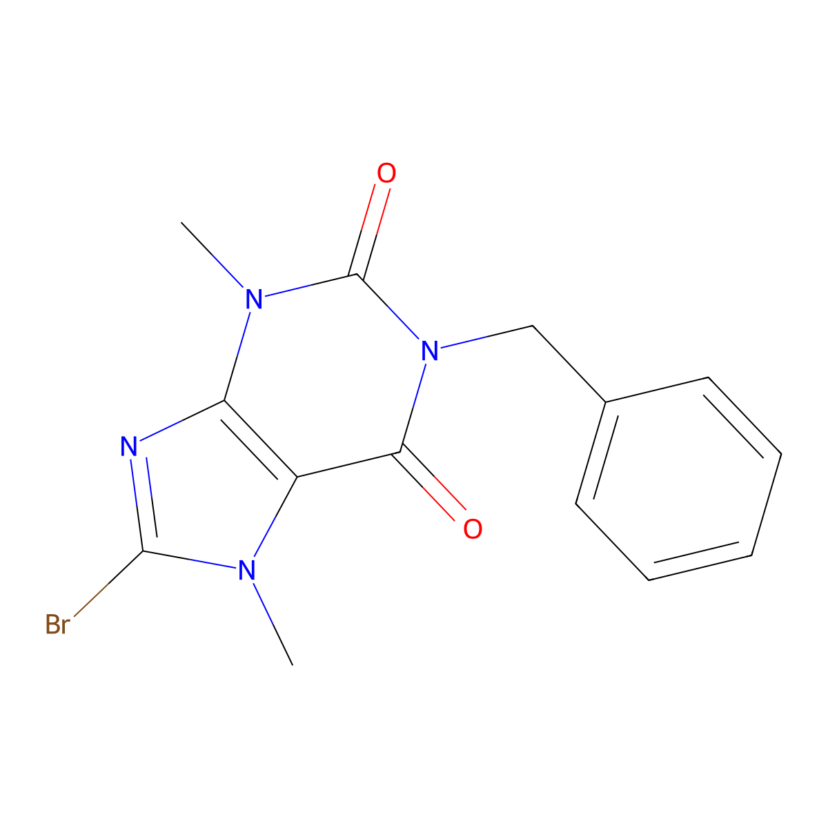 1-Benzyl-8-bromo-3,7-dimethylpurine-2,6-dione molecular structure, CAS 331675-25-3