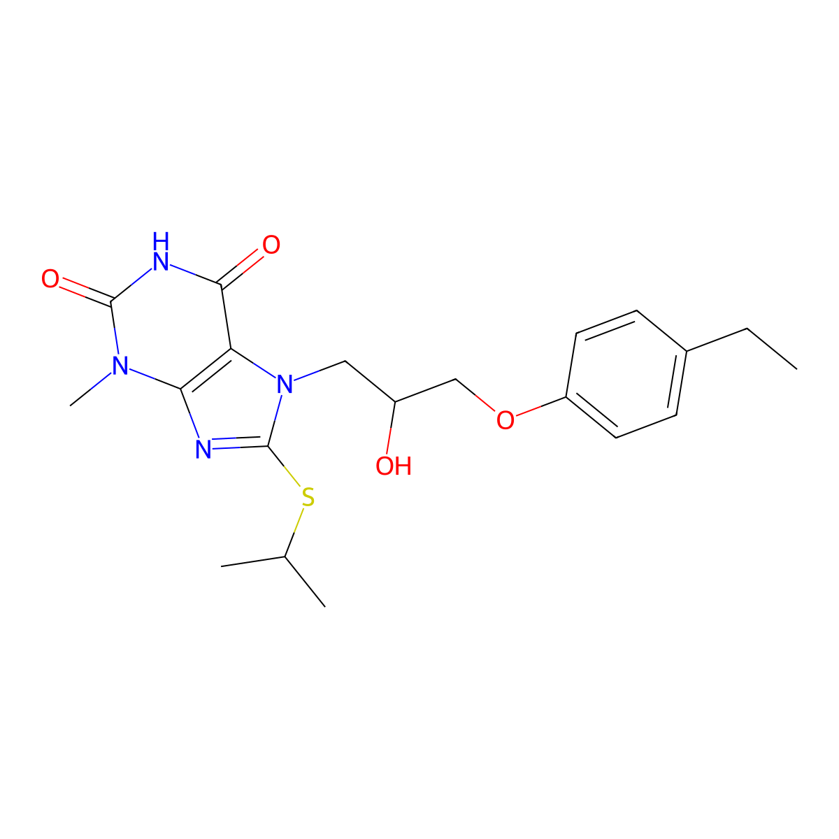 7-(3-(4-ethylphenoxy)-2-hydroxypropyl)-8-(isopropylthio)-3-methyl-1H-purine-2,6(3H,7H)-dione molecular structure, CAS 331675-29-7