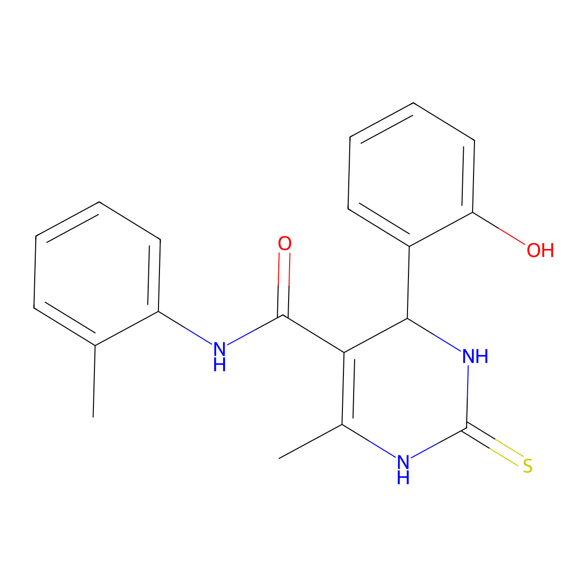 4-(2-hydroxyphenyl)-6-methyl-N-(2-methylphenyl)-2-sulfanylidene-3,4-dihydro-1H-pyrimidine-5-carboxamide molecular structure, CAS 331675-87-7