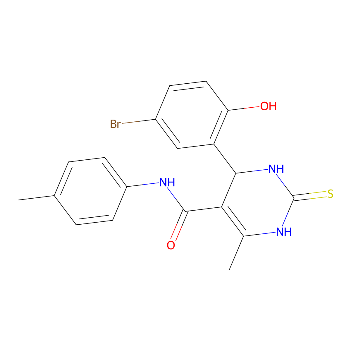 4-(5-bromo-2-hydroxyphenyl)-6-methyl-N-(4-methylphenyl)-2-thioxo-1,2,3,4-tetrahydro-5-pyrimidinecarboxamide molecular structure, CAS 331676-02-9