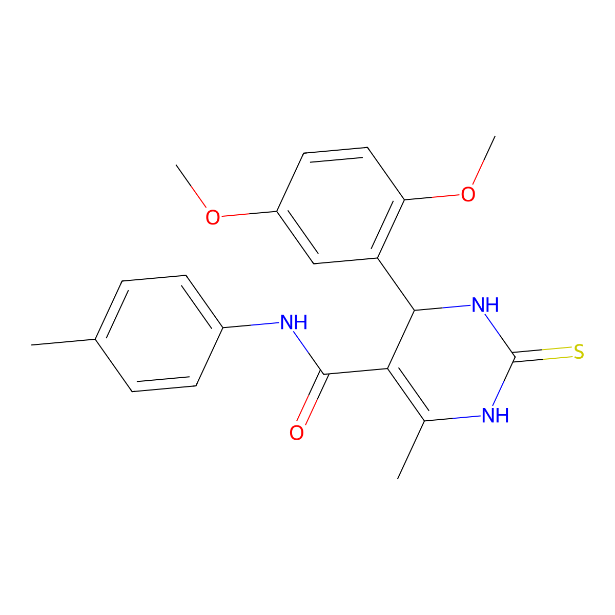 4-(2,5-dimethoxyphenyl)-6-methyl-N-(4-methylphenyl)-2-sulfanylidene-3,4-dihydro-1H-pyrimidine-5-carboxamide molecular structure, CAS 331676-04-1