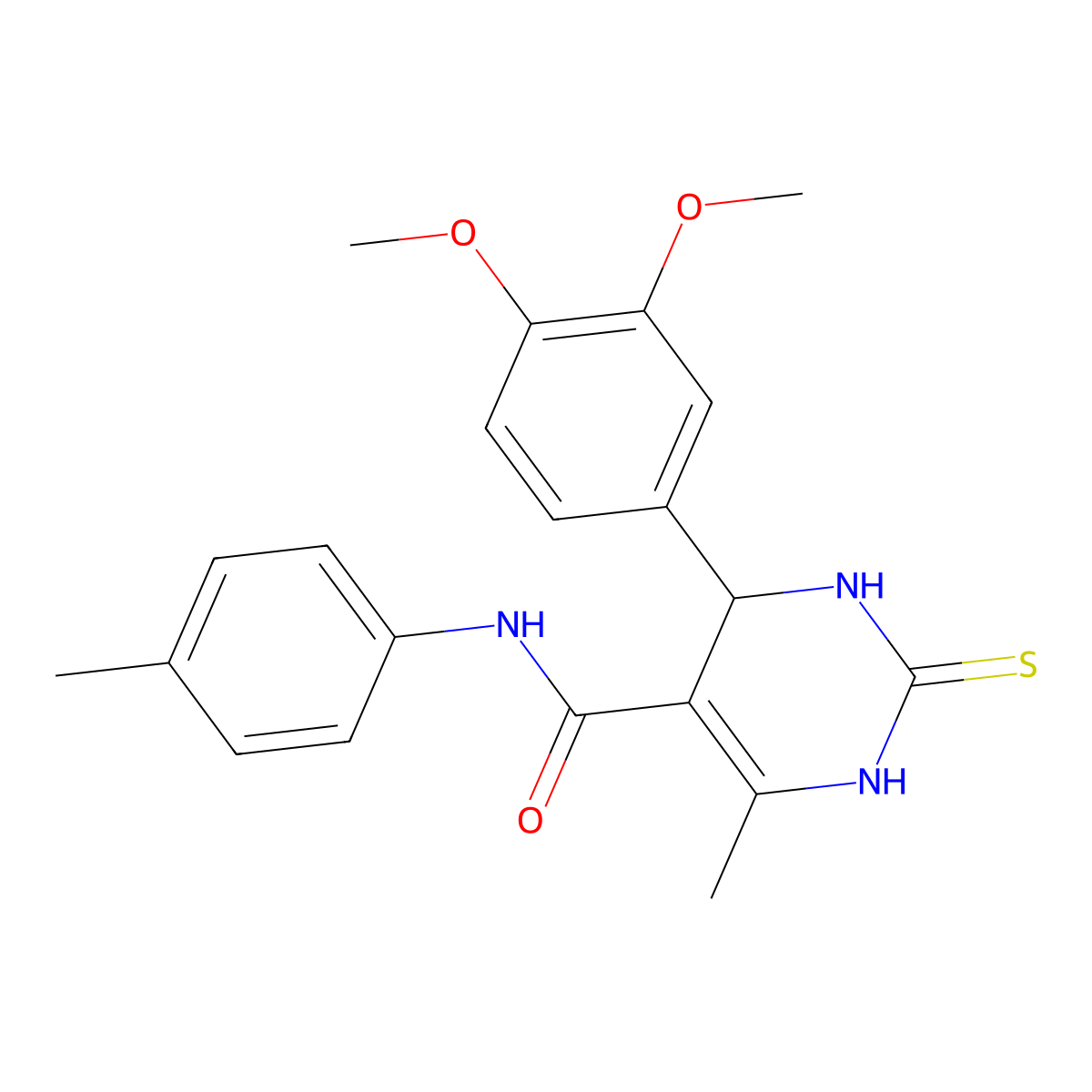 4-(3,4-dimethoxyphenyl)-6-methyl-N-(4-methylphenyl)-2-sulfanylidene-3,4-dihydro-1H-pyrimidine-5-carboxamide molecular structure, CAS 331676-16-5
