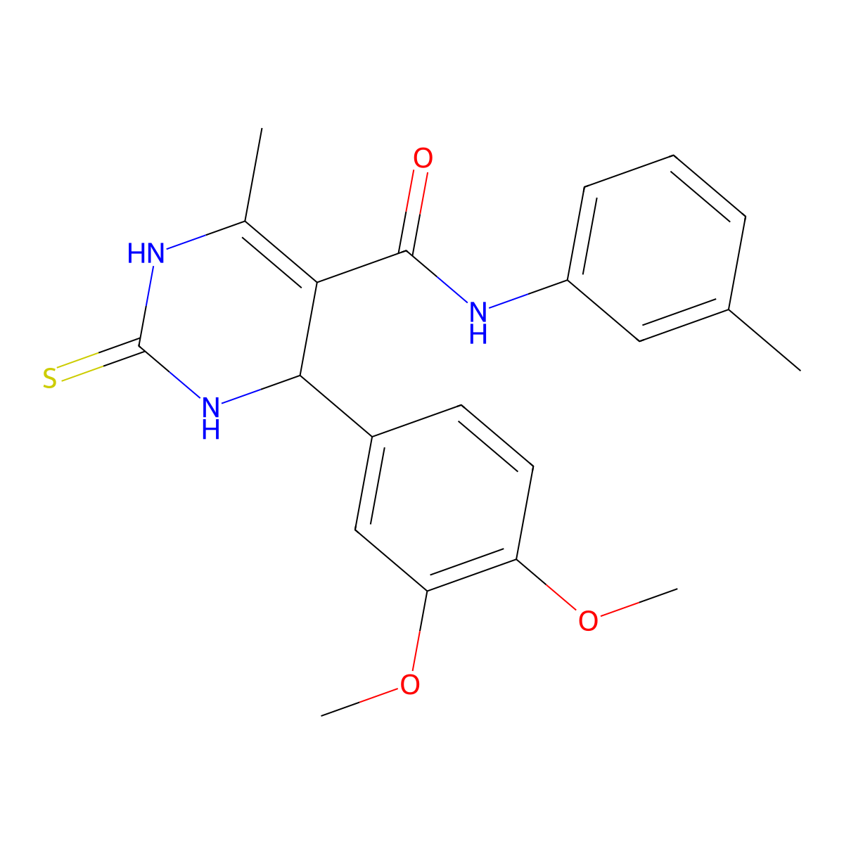 4-(3,4-dimethoxyphenyl)-6-methyl-N-(3-methylphenyl)-2-sulfanylidene-3,4-dihydro-1H-pyrimidine-5-carboxamide molecular structure, CAS 331676-26-7