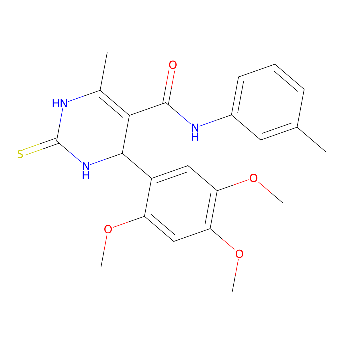 6-methyl-N-(3-methylphenyl)-2-sulfanylidene-4-(2,4,5-trimethoxyphenyl)-3,4-dihydro-1H-pyrimidine-5-carboxamide molecular structure, CAS 331676-29-0