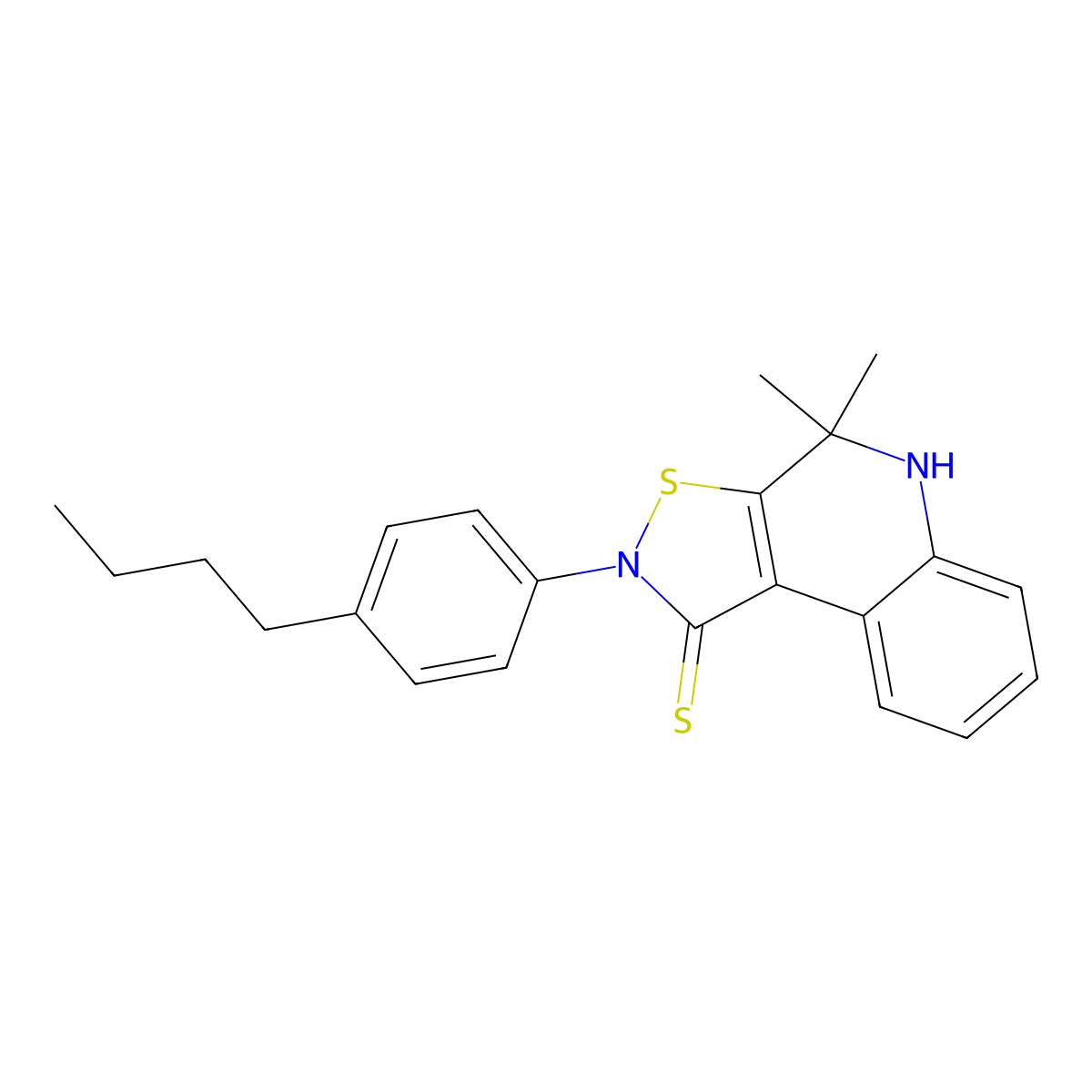 2-(4-butylphenyl)-4,4-dimethyl-5H-[1,2]thiazolo[5,4-c]quinoline-1-thione molecular structure, CAS 331676-56-3