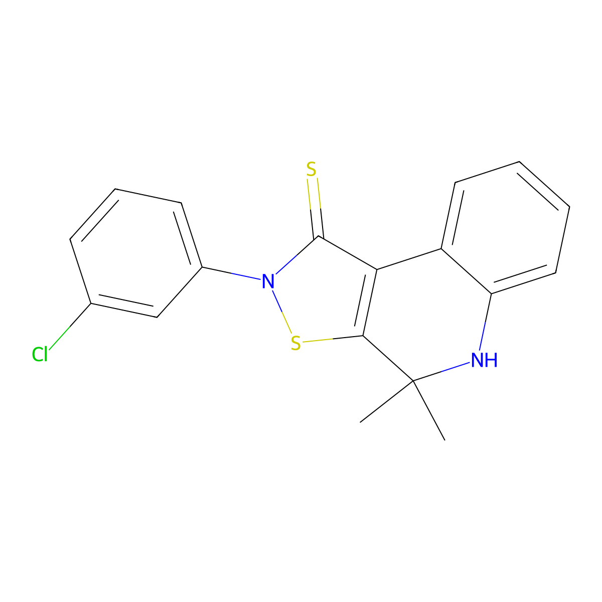 2-(3-chlorophenyl)-4,4-dimethyl-5H-[1,2]thiazolo[5,4-c]quinoline-1-thione molecular structure, CAS 331676-58-5