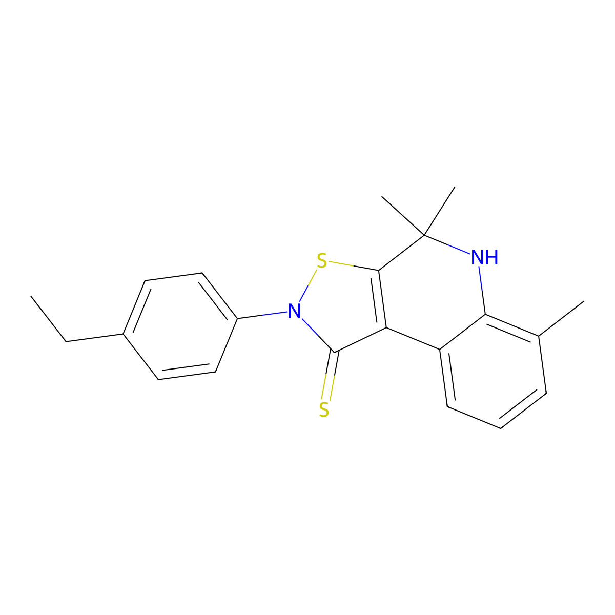 2-(4-ethylphenyl)-4,4,6-trimethyl-4,5-dihydroisothiazolo[5,4-c]quinoline-1(2H)-thione molecular structure, CAS 331676-64-3