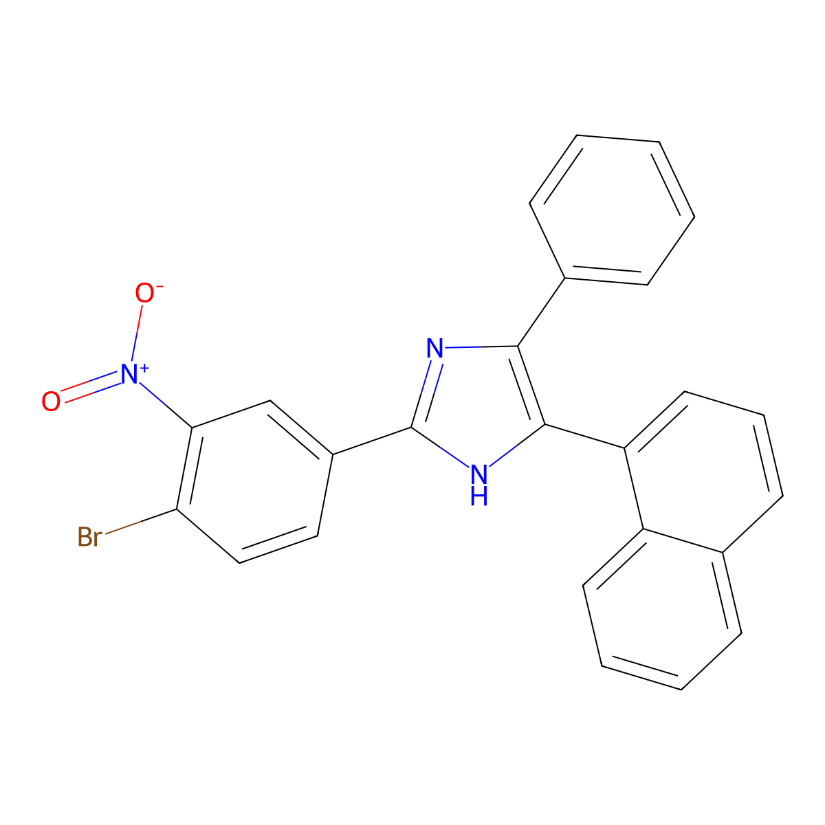 2-{4-bromo-3-nitrophenyl}-4-naphthalen-1-yl-5-phenyl-1H-imidazole molecular structure, CAS 331677-05-5