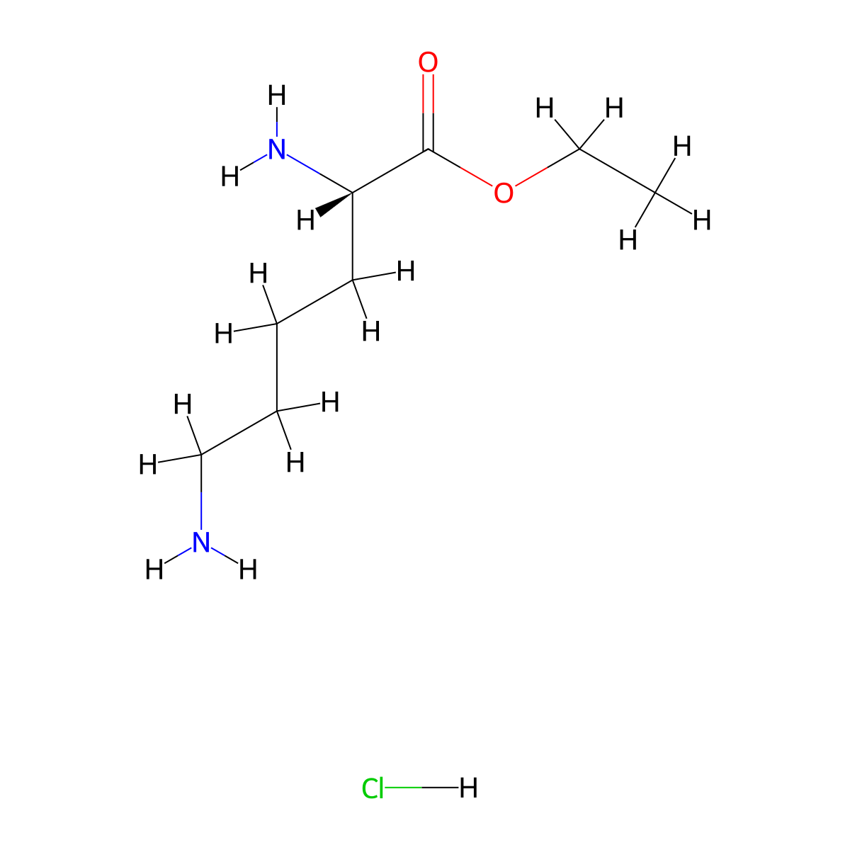 Ethyl L-lysinate monohydrochloride molecular structure, CAS 33171-14-1