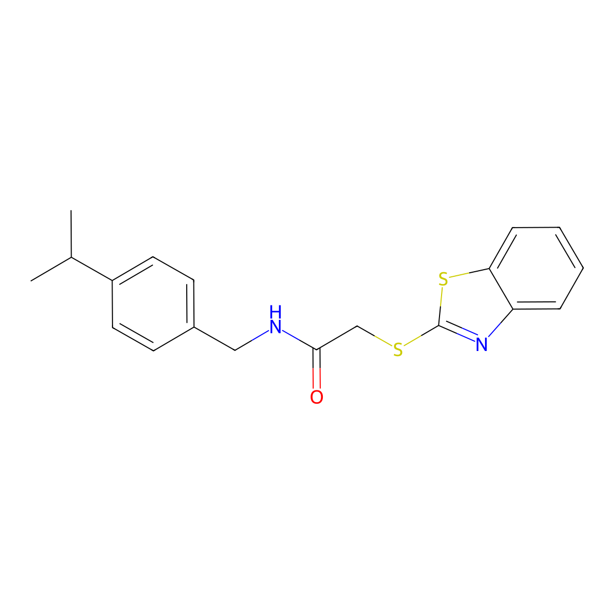 2-(1,3-benzothiazol-2-ylsulfanyl)-N-(4-isopropylbenzyl)acetamide molecular structure, CAS 331710-42-0
