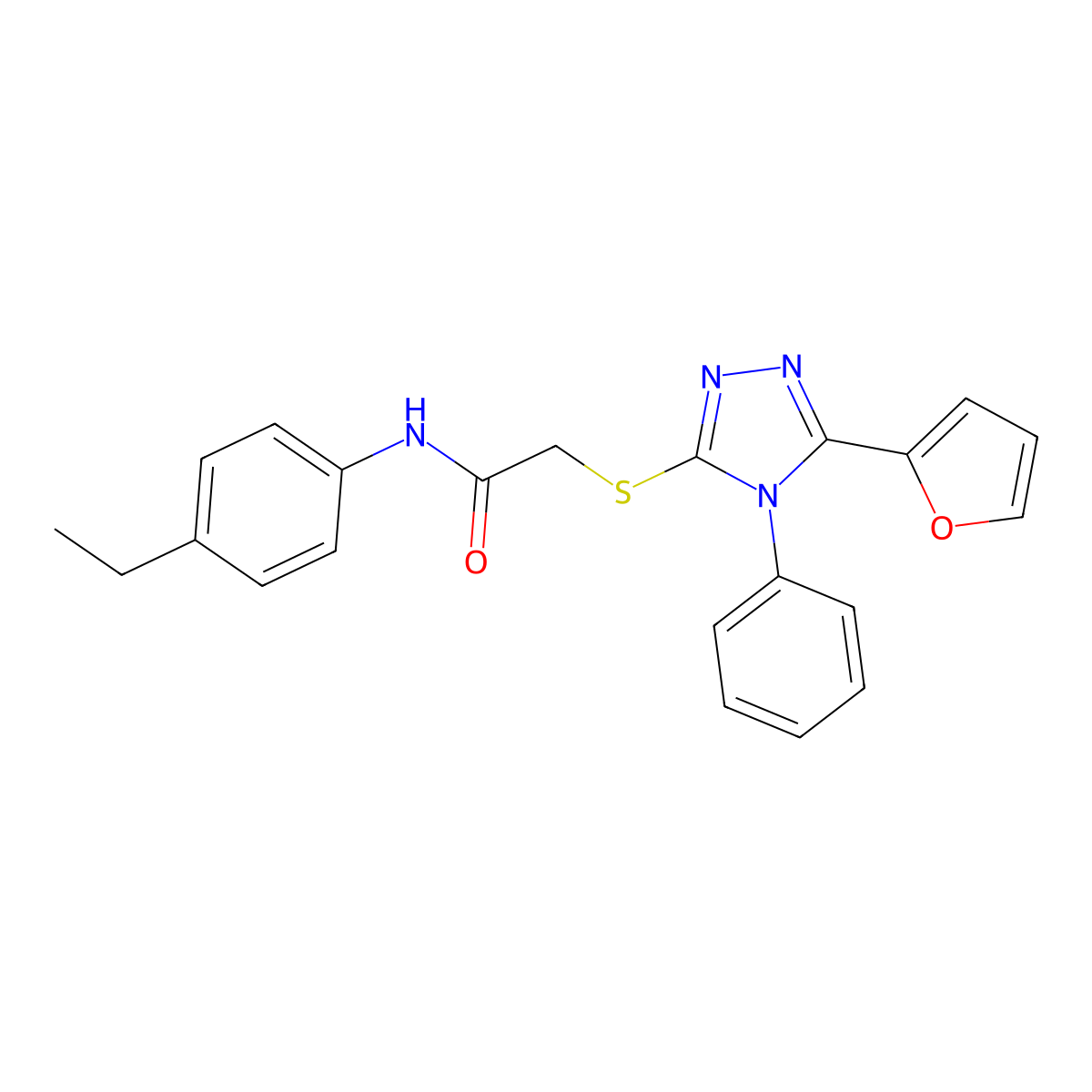 N-(4-ethylphenyl)-2-[[5-(furan-2-yl)-4-phenyl-1,2,4-triazol-3-yl]sulfanyl]acetamide molecular structure, CAS 331710-53-3