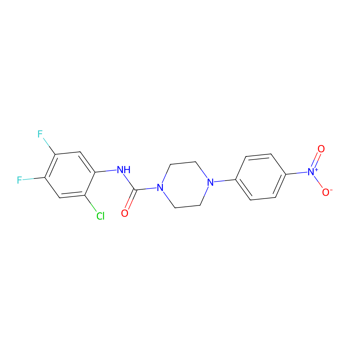 N-(2-chloro-4,5-difluorophenyl)-4-(4-nitrophenyl)piperazine-1-carboxamide molecular structure, CAS 331710-59-9