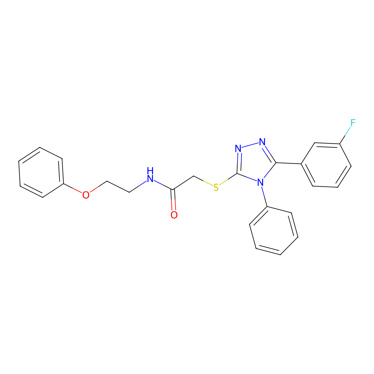 2-[[5-(3-fluorophenyl)-4-phenyl-1,2,4-triazol-3-yl]sulfanyl]-N-(2-phenoxyethyl)acetamide molecular structure, CAS 331710-63-5