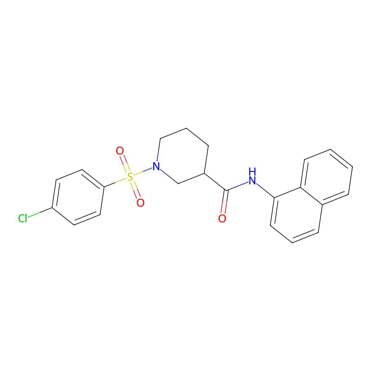 1-(4-chlorophenyl)sulfonyl-N-naphthalen-1-ylpiperidine-3-carboxamide molecular structure, CAS 331712-04-0