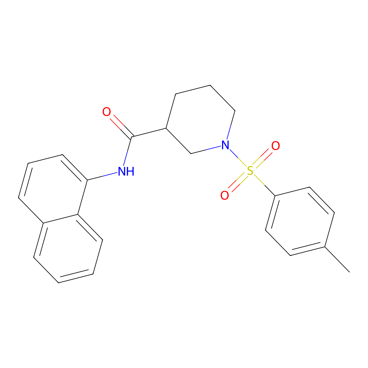 N-(naphthalen-1-yl)-1-tosylpiperidine-3-carboxamide molecular structure, CAS 331712-05-1